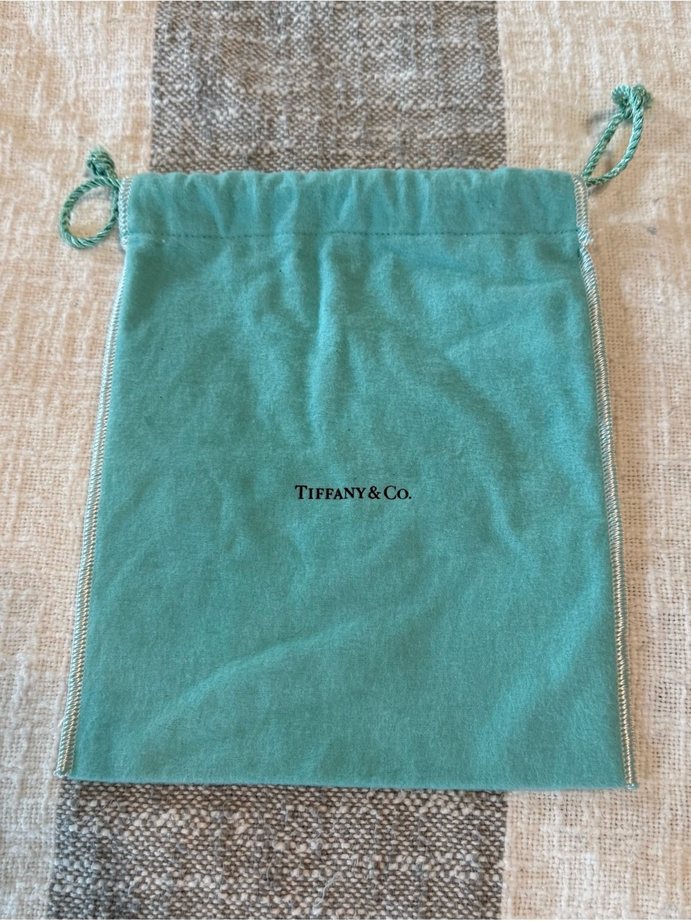 Tiffany & Co Cloth Small Bag with Drawstring appr 7.5 x 8.5”